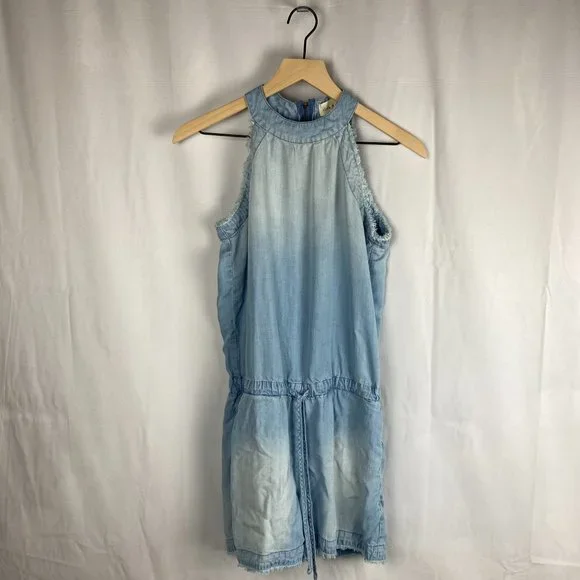 ANTHROPOLOGIE Cloth & Stone Laguna Blue Chambray Halter Romper - Picture 4 of 13